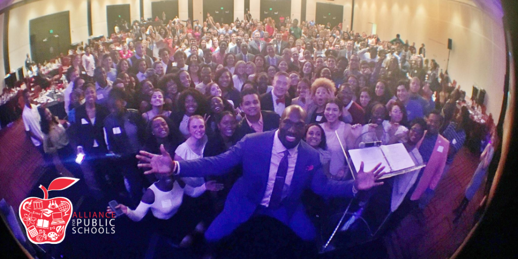 photo of Alliance for Public Schools' students at GradNation event with Thad Bullard