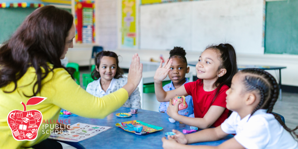 teacher with students