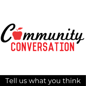 Community Conversation logo; tell us what you think