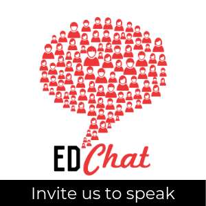 Ed Chat logo; invite us to speak