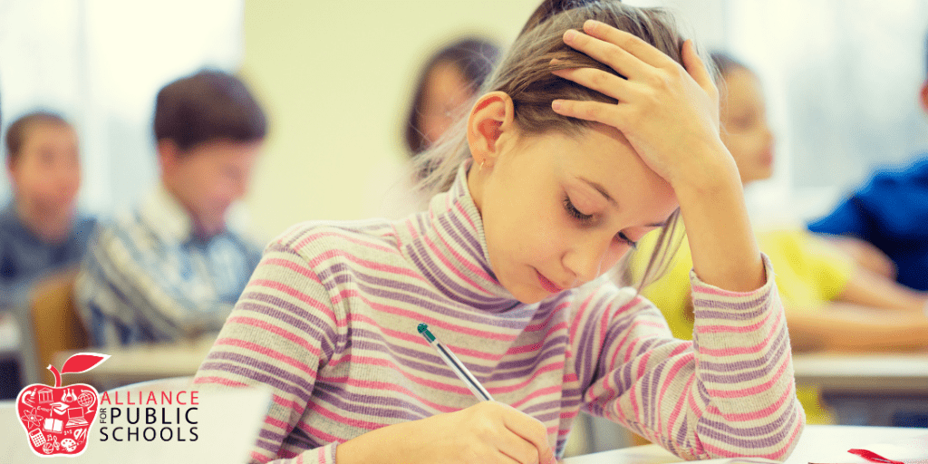 student taking test