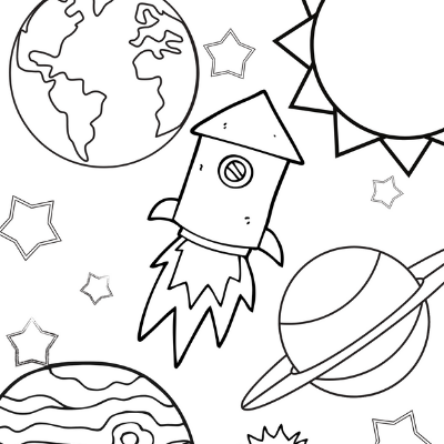 rocket ship coloring page